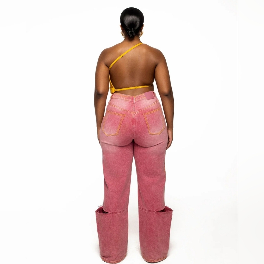 Hanifa Dusty Cedar Aster Acid Distressed Jeans ALTERED - Picture 2 of 13